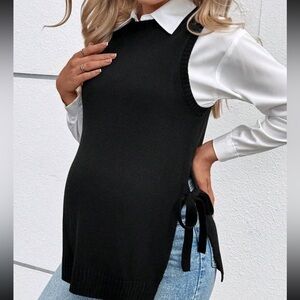 Black Sleeveless Sweater Vest